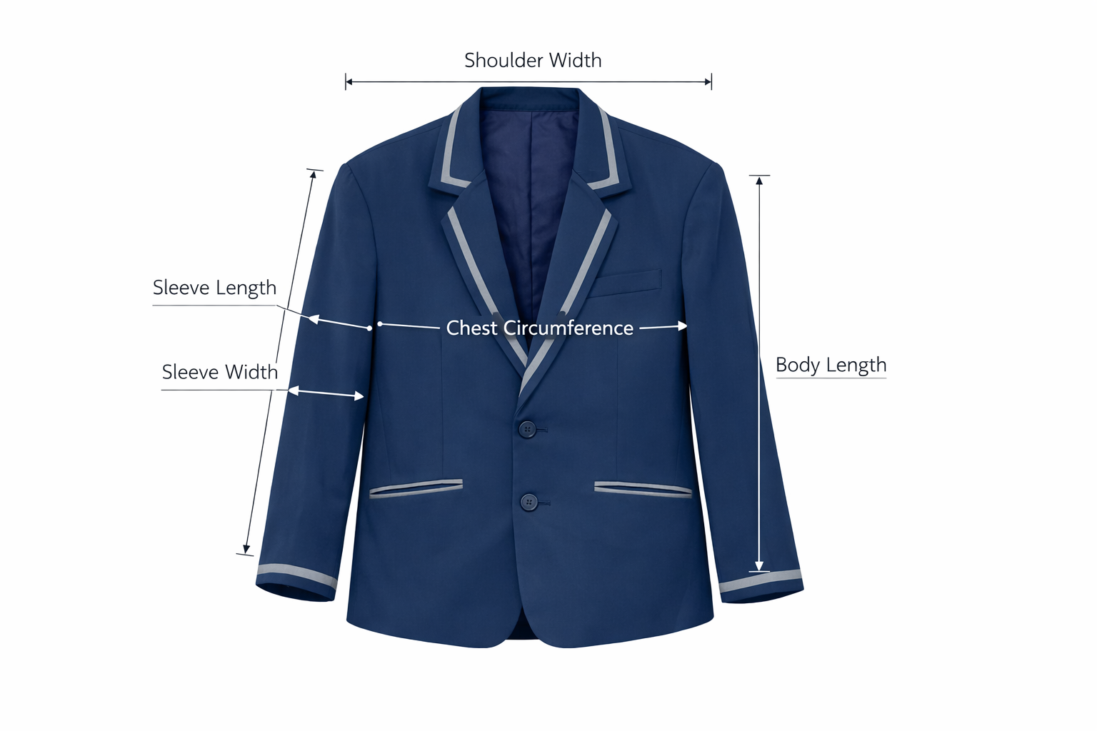 Almamater jacket measurement guide